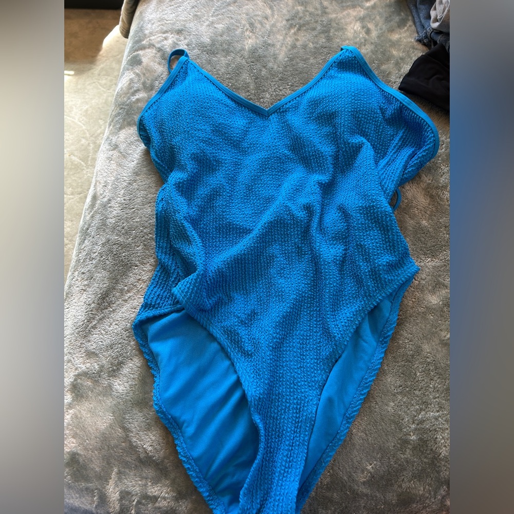 Bright Blue Textured One-Piece Swimsuit